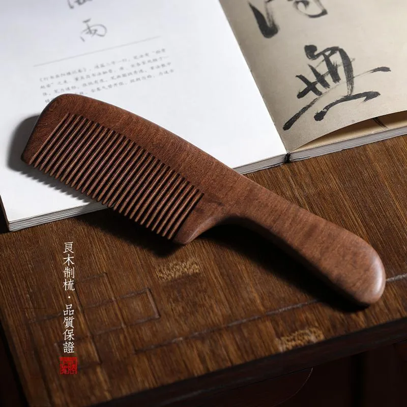 Zhou Guangsheng Natural Black Gold Sandalwood Wooden Comb Massage Hair Care-2