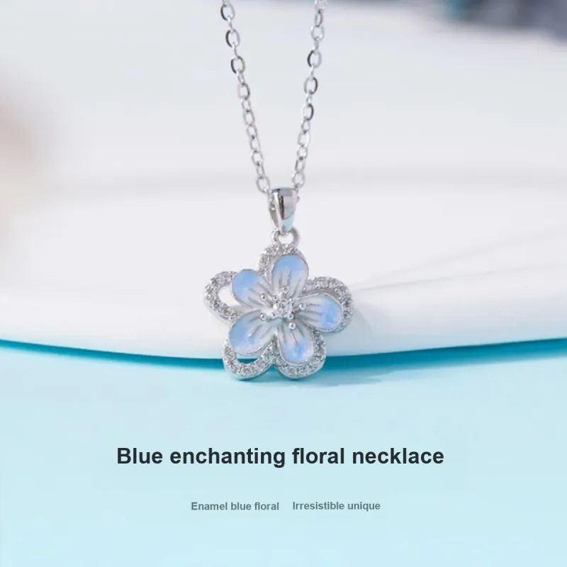 WINY 925 Sterling Silver Necklaces Women's Blue-1