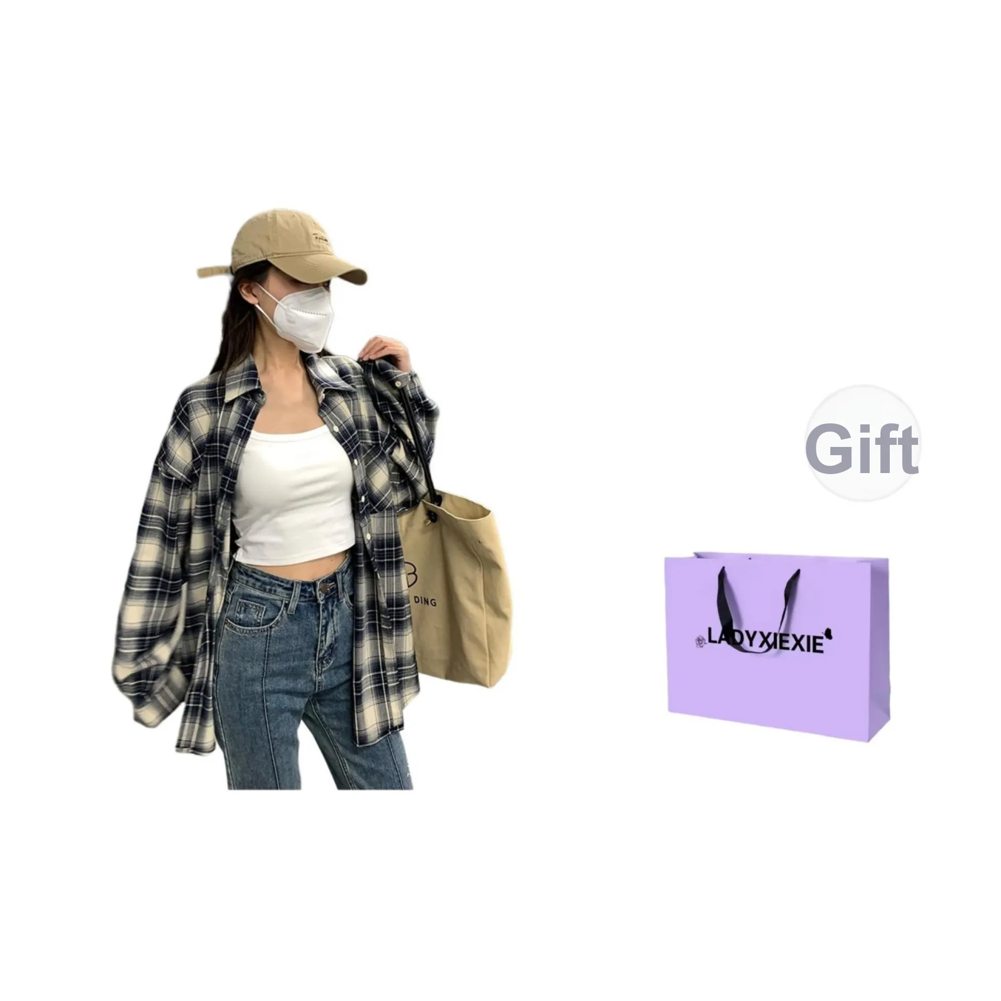 LADYXIEXIE Клетка Женская Рубашка