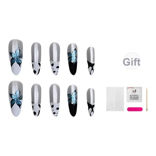 JIABITU Цветочный дизайн OF The Демон False Nail Миндаль Однотонный Смоки Новый китайский стиль