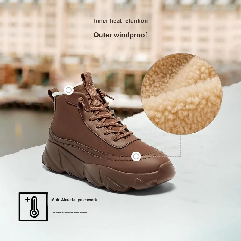 Walk More Windy Shoes Fleece Lined Wear Resistant Height Increasing Warm Snow Boots Unisex-10