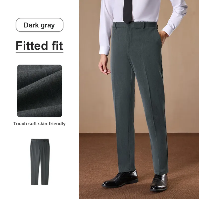 HLA Solid Color Straight Fit Gentleman Letter Embroidery Suit Trouser Men's-3