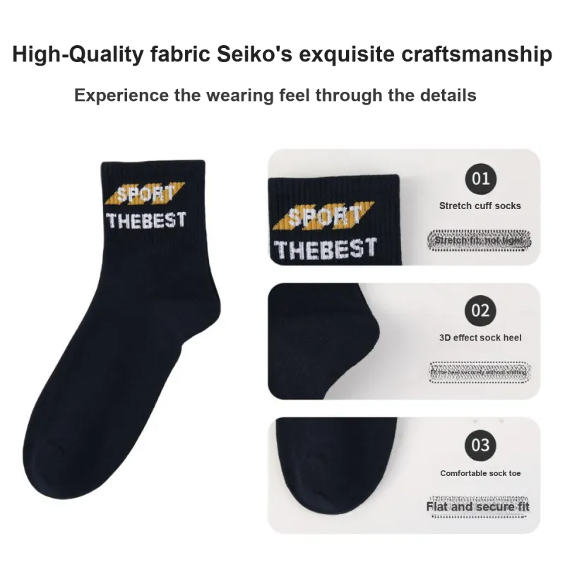 H YXIANG Mid Calf Socks Men's 5 Pack Multicolor-4