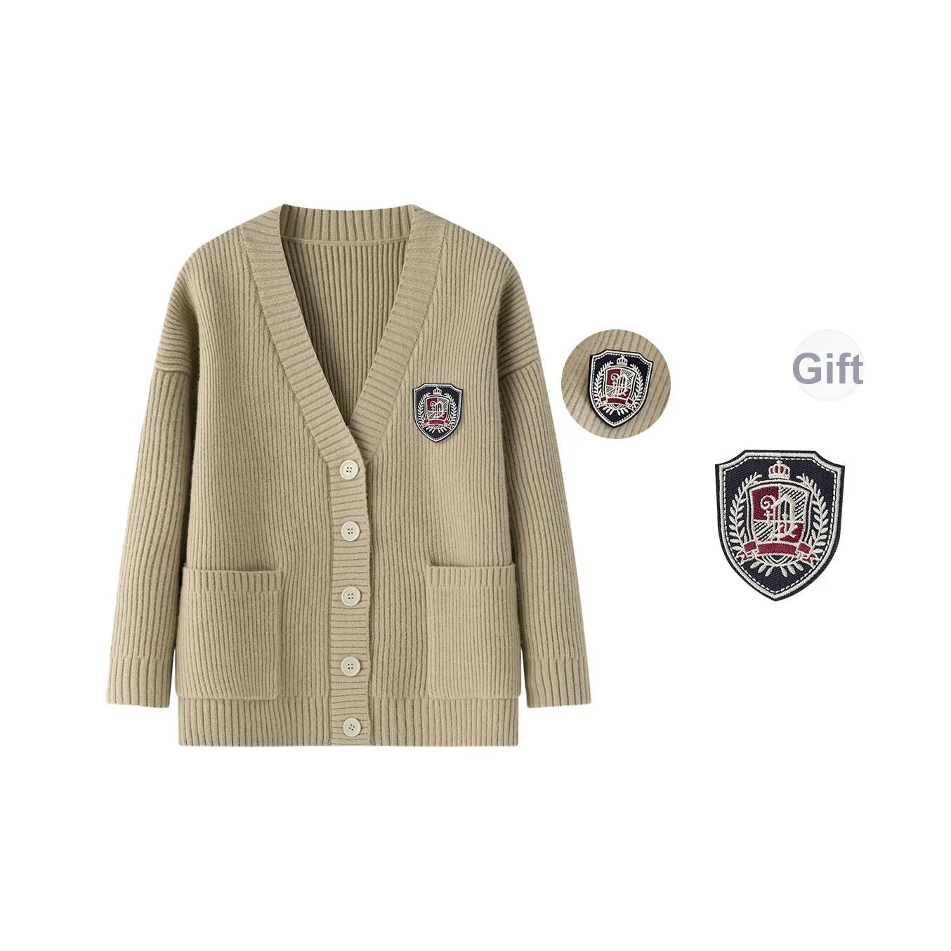 Tokyo Season Knitwear Unisex Khaki Loose Fit Sweater, Comes With Free Badge