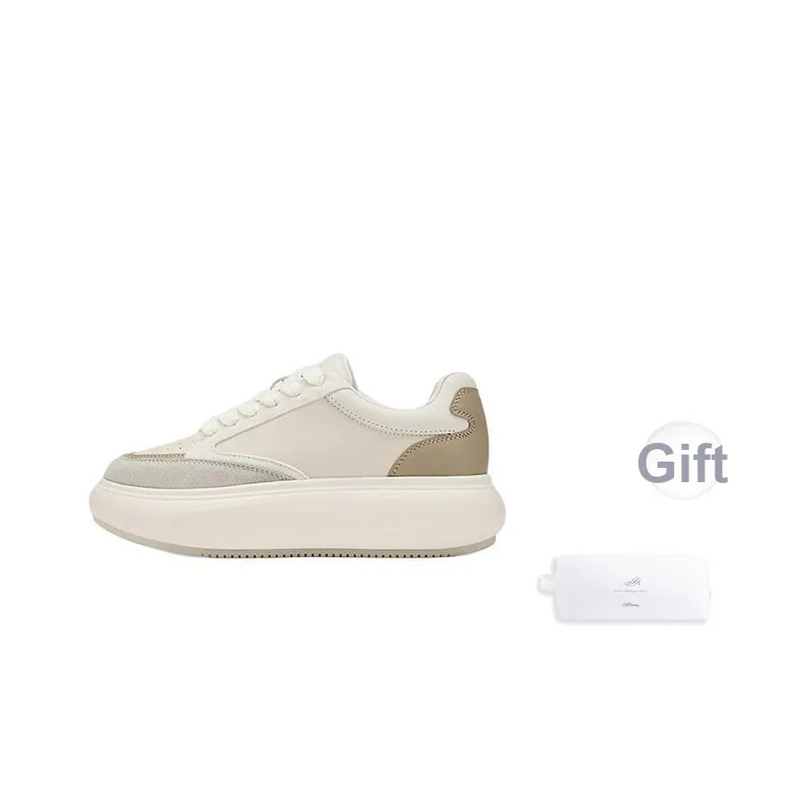 73Hours Skateboard Shoes Women's Low Top White, Brown