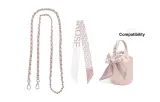 Dusty Pink Leather Silver Plate Buckle 110cm+Pink Monogram Silk Scarf