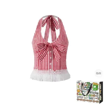HAPG Tank Tops Women's Red Plaid Top Shopping Bag
