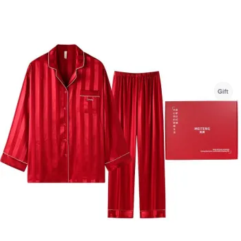 MEITENG Pajama Set Spring And Fall Season Women's Gift Box Set Red