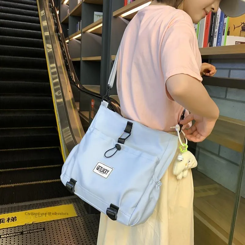 Yalu Nylon Tote Bag, Shoulder Bag Unisex Ecru/Yellow/Blue/Pink-20