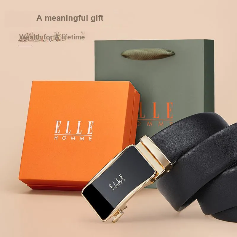 ELLE HOMME Cow Leather Belts Men's Width 3.5cm-9