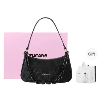 TUCANO PU With Leather Handheld Crossbody Bag, Shoulder Bag Women's Hepburn Black