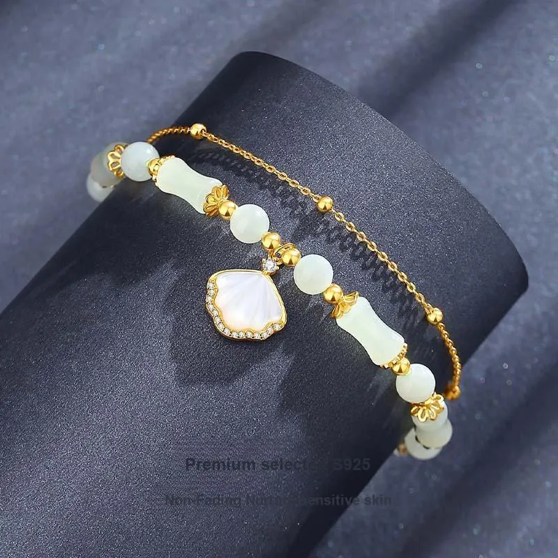 Andaozi Hetian Jade Bracelets Pale Greenish White Jade Women's-1