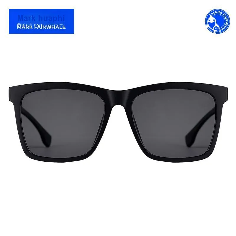 FAIRWHALE Alloy TR90 Square Sunglasses Men's Black Frame Stainless Steel Temples-1