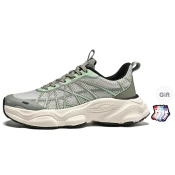 AOKANG Chunky Sneakers Men Low Top Gray Green, Black