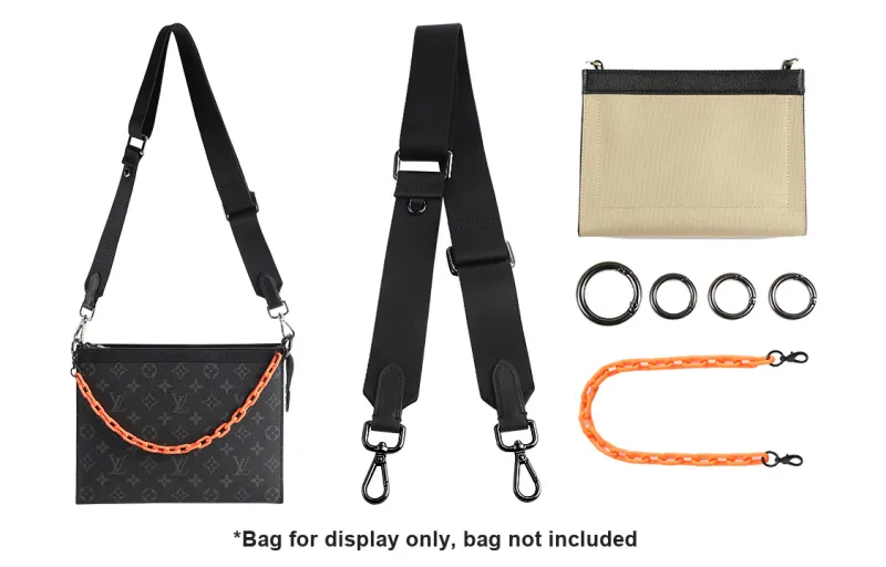 Canvas Shoulder Strap Clutch One Shoulder Chain Accessories Bag Strap Unisex Black-0