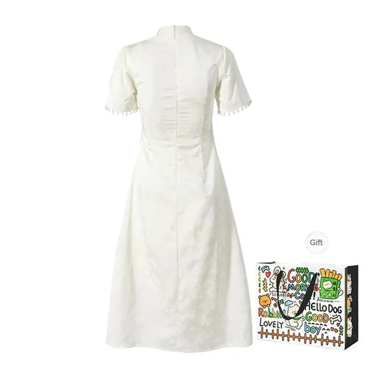 ZVJH Short Sleeved Dresses Women's Apricot-1