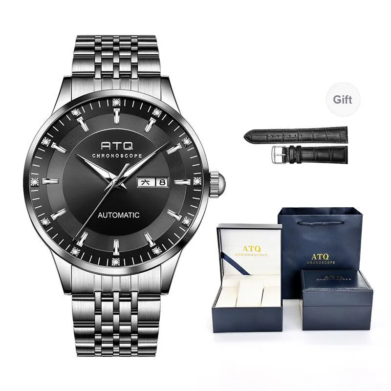 ATQ Automatic Mechanical Movement Stainless Steel Watchband Watch Men's Watches Gray Dial-7