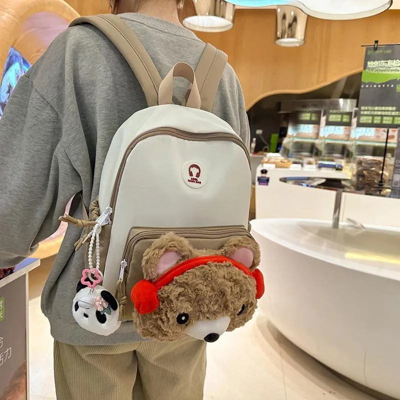 GOBLIN SHARKS 1759 Nylon Backpack Large Size Unisex White Khaki/White Red/Black/Pink-3