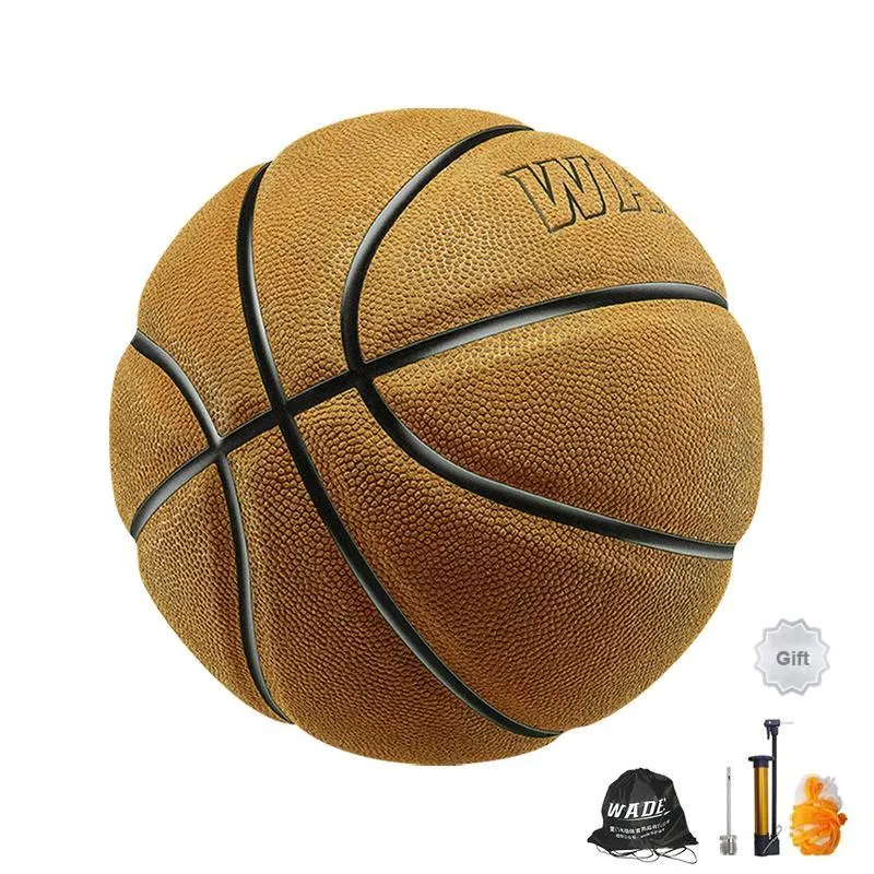 WADE Cow Leather Basketball Yellow With Beads Size 7 Ball Training Match Unisex-5