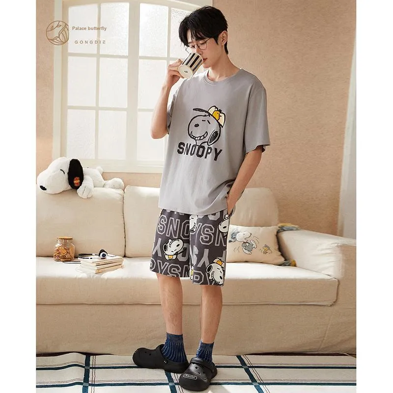 Gongdie x SNOOPY/, Pajama Set Men's Gray, Gift Box Set-2