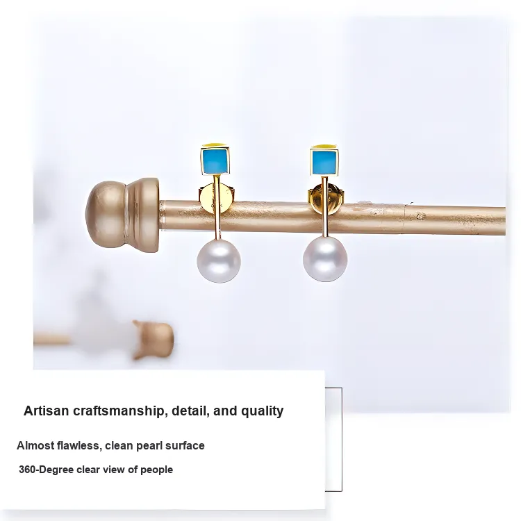 Andaozi Pearl Stud Earrings Women's-4