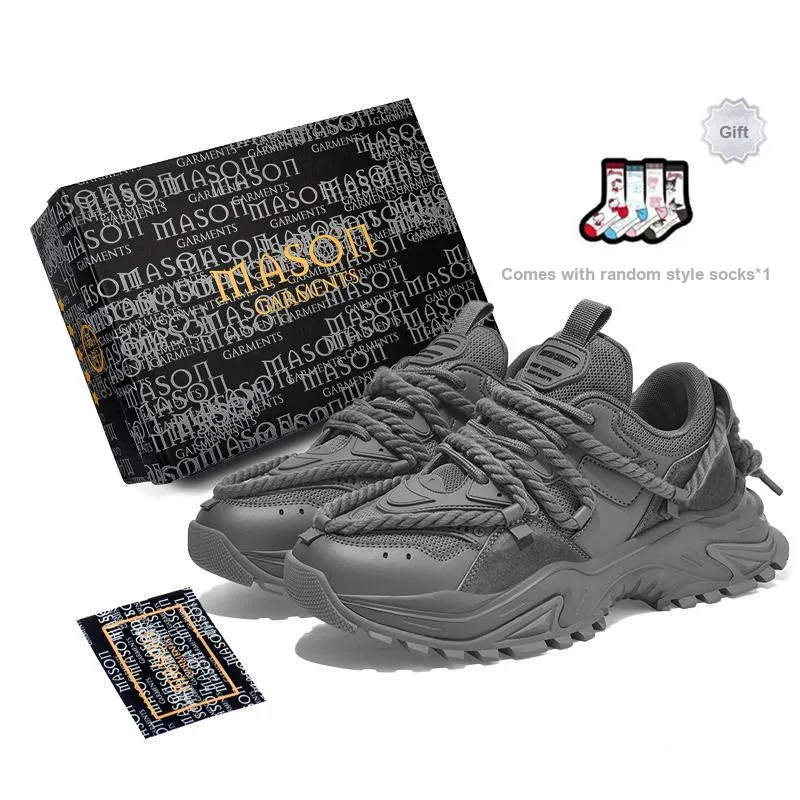 Masongarments Shark Tooth No. 3 Wear Resistant Height Increasing Low Top Chunky Sneakers Unisex Phantom Gray-5