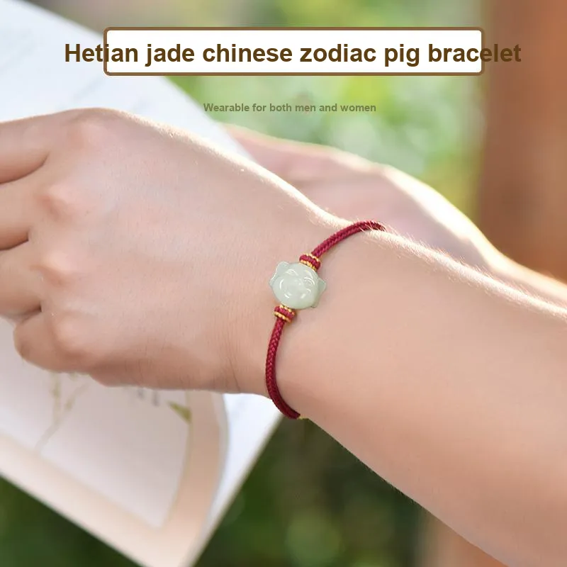 KUNYUYAO Hetian Jade Bracelets Pale Greenish White Jade Unisex-45