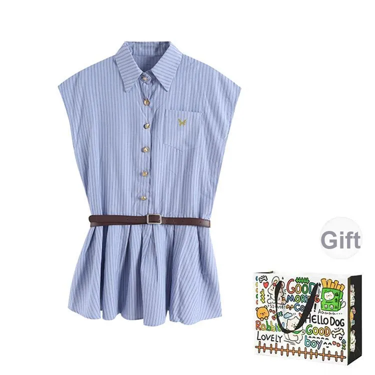 ZVJH Short Sleeved Dress Women's Blue