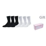 Rose Box+6 Pack (White *3+Black *3-Thigh-High Socks)