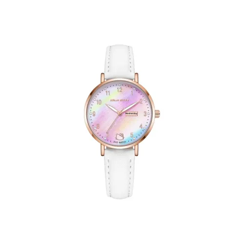 Zgo Sanrio Hello Kitty Кварцевый механизм Естественная кожа Ремешок Часы Женские часы