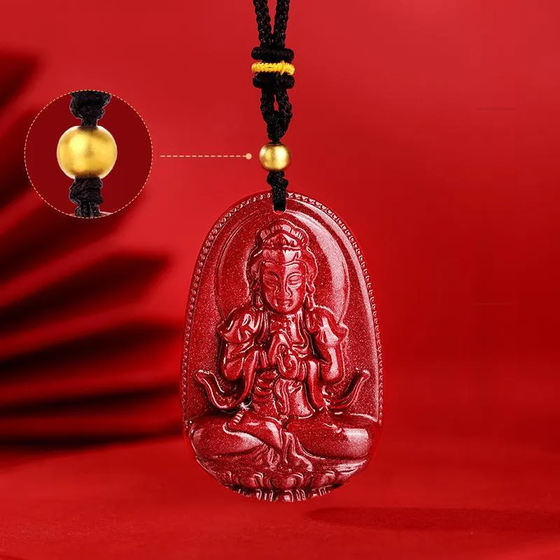 JINLIUFUJIXIANG Reconstructed Cinnabar Necklaces Unisex-19