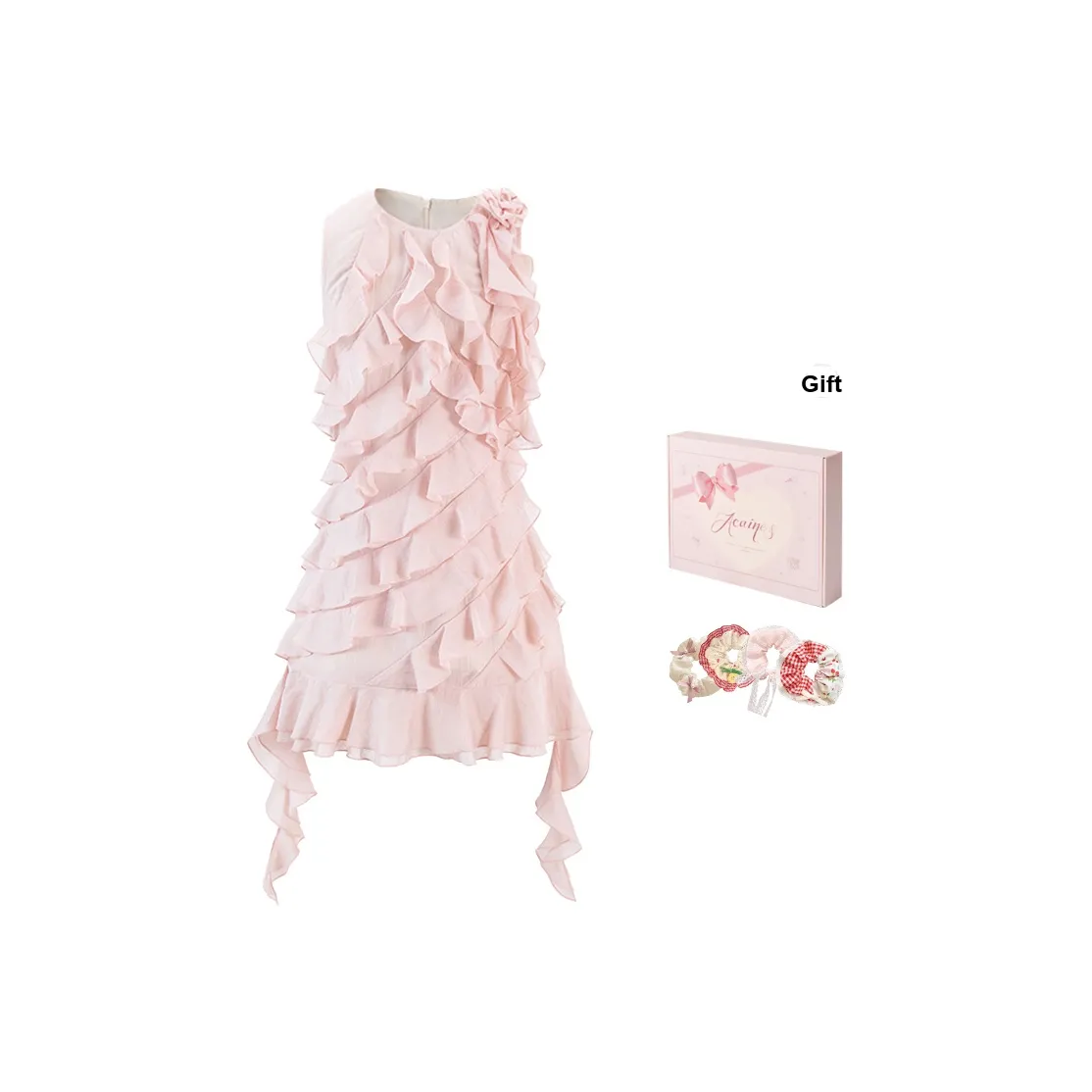 ACAINES Без рукавов Платье Женское Кремовый Светло-Розовый