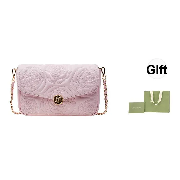 VANESSA HOGAN Monogram Cow Leather Shoulder Bag Crossbody Bag Handbag Medium Size Women's Pink/Ecru/Black/Red
