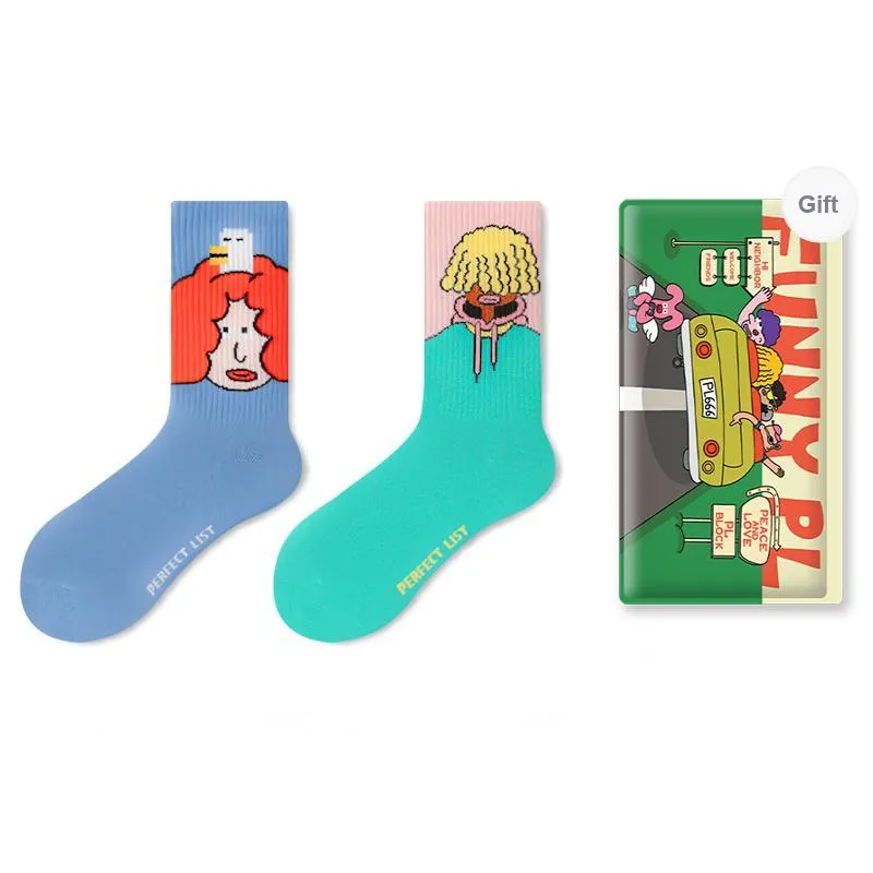 PL Mid Calf Socks Unisex Shopping Bag 2 Pack Mixed Color-0