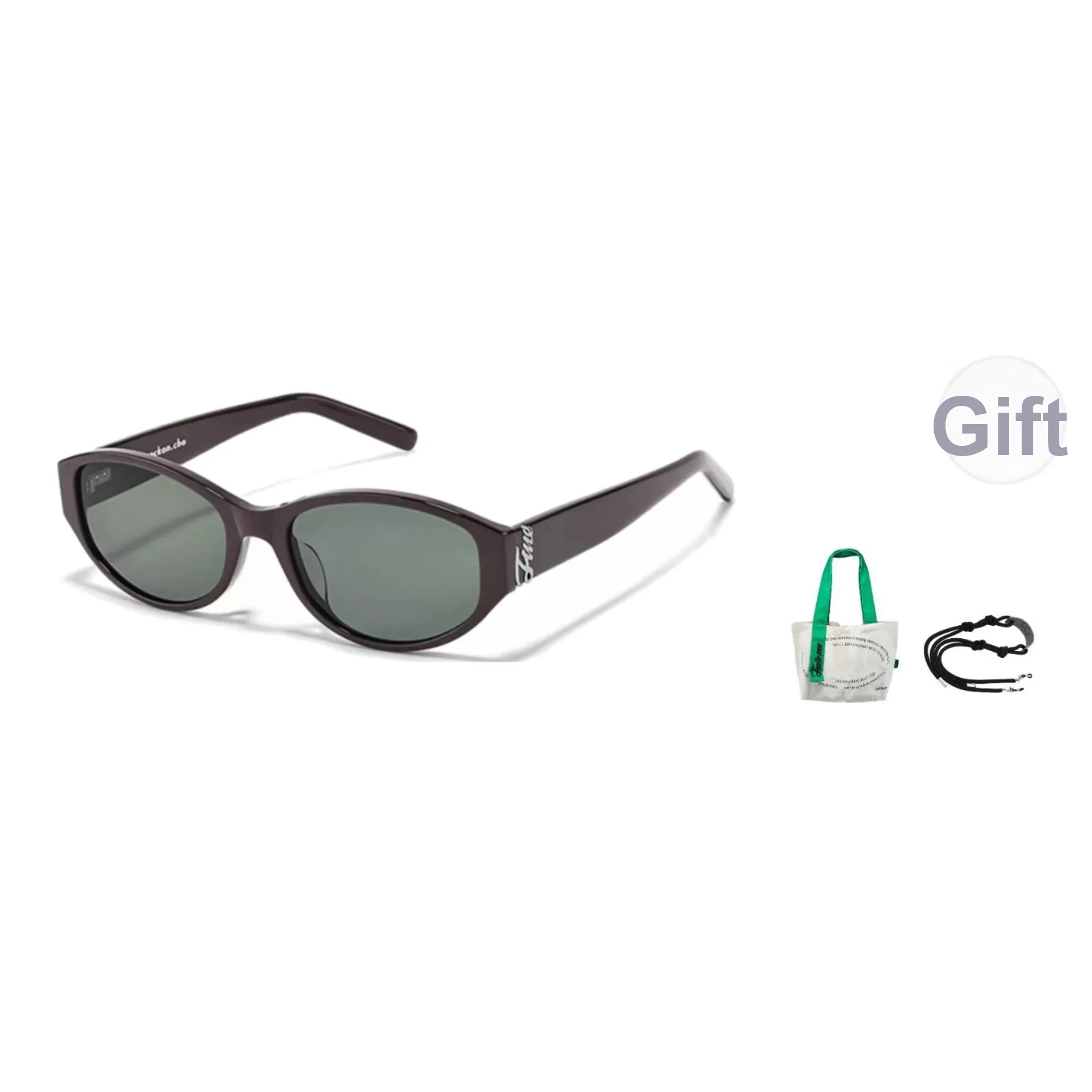 Fakeme β-титан Пластина OVAL SUNGLASSES Унисекс Черный