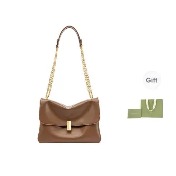 VANESSA HOGAN Cow Leather Shoulder Bag Small Size Women's Dark Brown/Black/Ecru/Khaki
