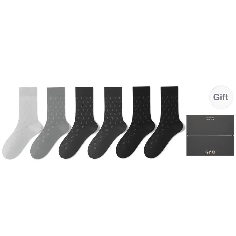 B&C.Room Mid Calf Socks Men's 6 Pairs Gift Box Packaged-14