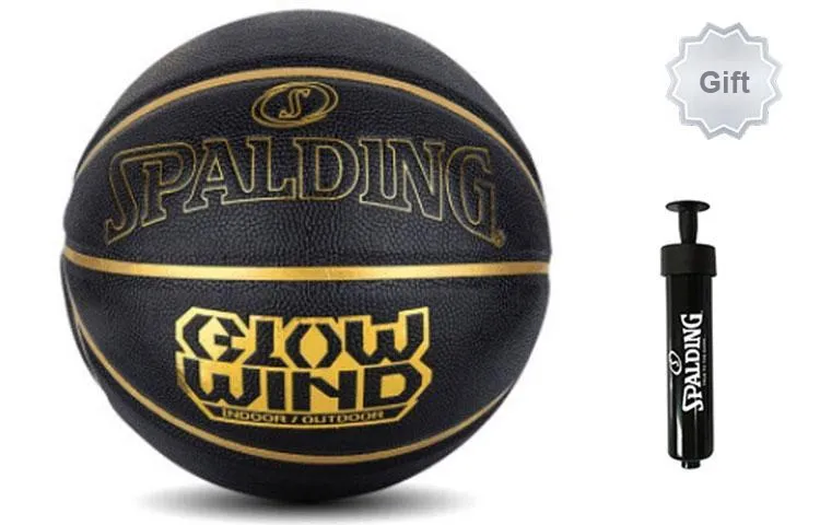 SPALDING Cyclone Series PU Basketball Black Gold Size 7 Ball Training Unisex-4