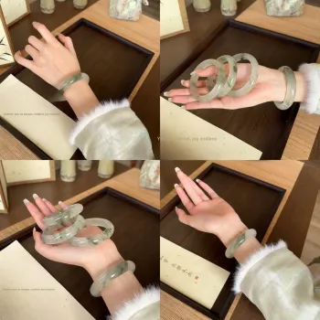 Fortune Gold Natural Tianshan Jade Bangles Women's