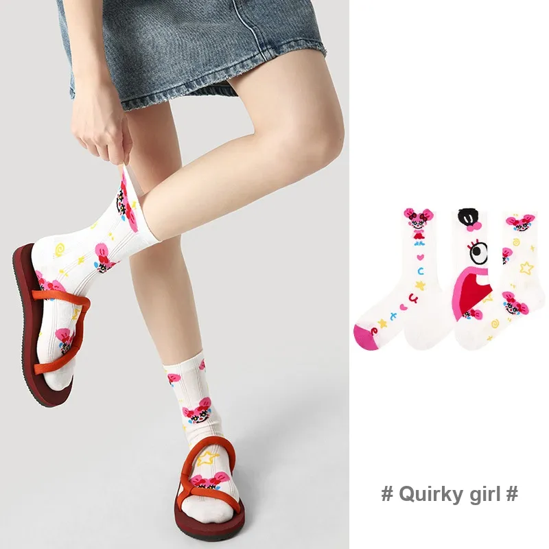 Vine Color Mid Calf Socks Unisex Funny Girl-3