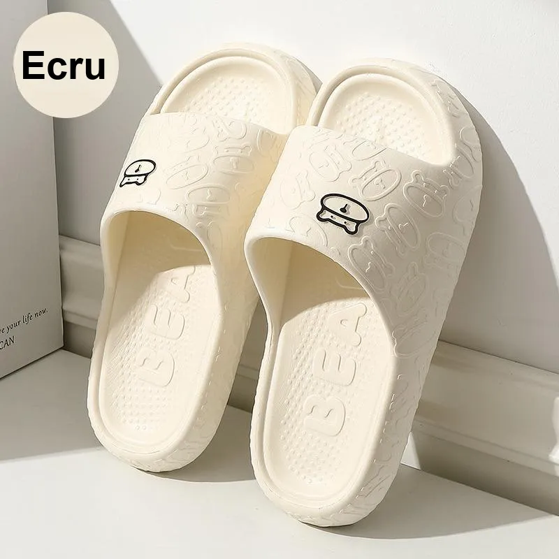 CEO EVA Quiet Home Bathroom Summer Slip Resistant Squashy And Bouncy Feeling Cartoon Bear Platform Slippers-5