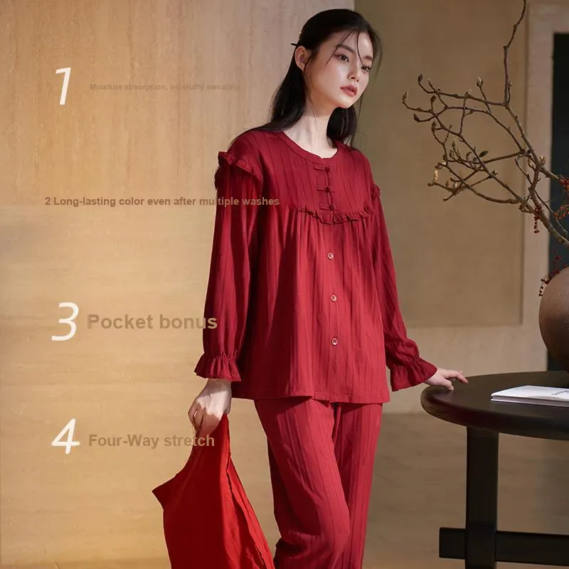Xuan Liang Pajama Set Women's Maroon-2