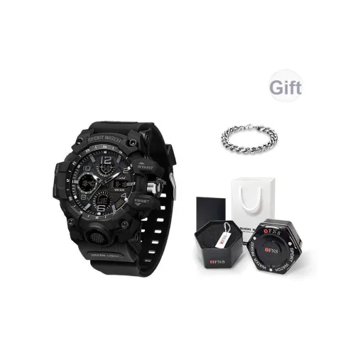 OFNS Электронный + Кварцевый механизм TPU Ремешок Часы Мужские Черный циферблат