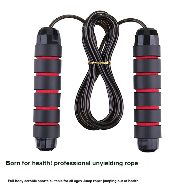 AMYUP Aerobic Fat Reduction Non Countable Jump Ropes Fitness Crowd Steel Wire Rope, Foam Controller 2.8m Black Red-4