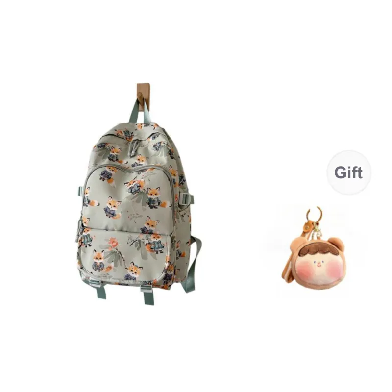URBAN FOREST Nylon Backpack Unisex Brown/Pink/Beige/Green/Black-11