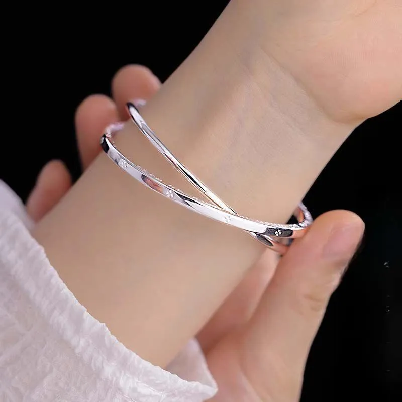 JESCAKOO Silver Wristbands Women's-1