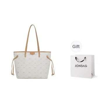JONBAG PVC Shoulder Bag, Handbag Tubas Women's White & Nut Brown, Classic Black