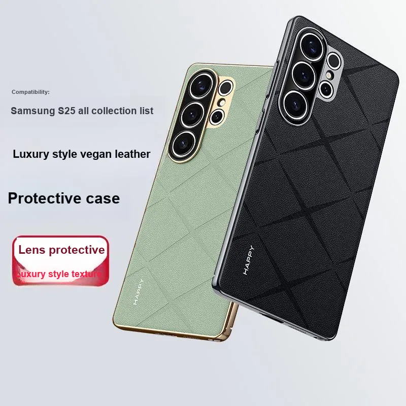 YINZHESHAN Vegan Leather Material Anti Fingerprint Sticker Phone Cases Compatibility With Samsung S24 Business Formal-4