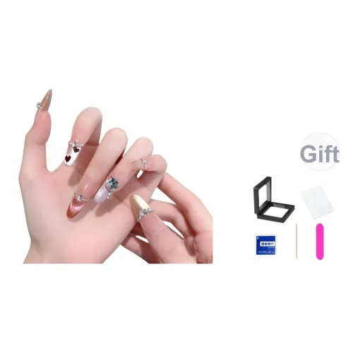 XNTX Handcrafted False Nail Овальный Длинный Розовый Телесный Coquette