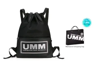 UMM Nylon Travel Backpack Portable Dual-Use Backpack Medium Size Unisex Black